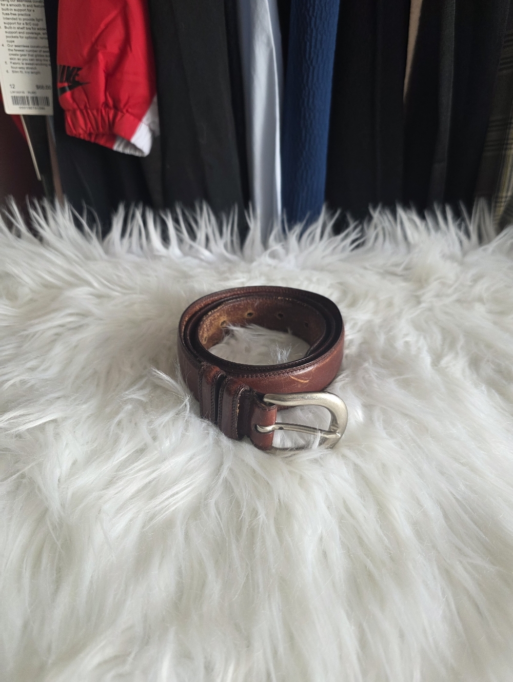 Classic Brown Leather Belt with Silver Buckle